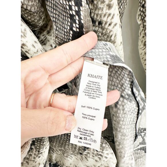 KHAITE Shaz Natural Python Print Dress Asymmetrical Cowl Neck 6 - Picture 5 of 9